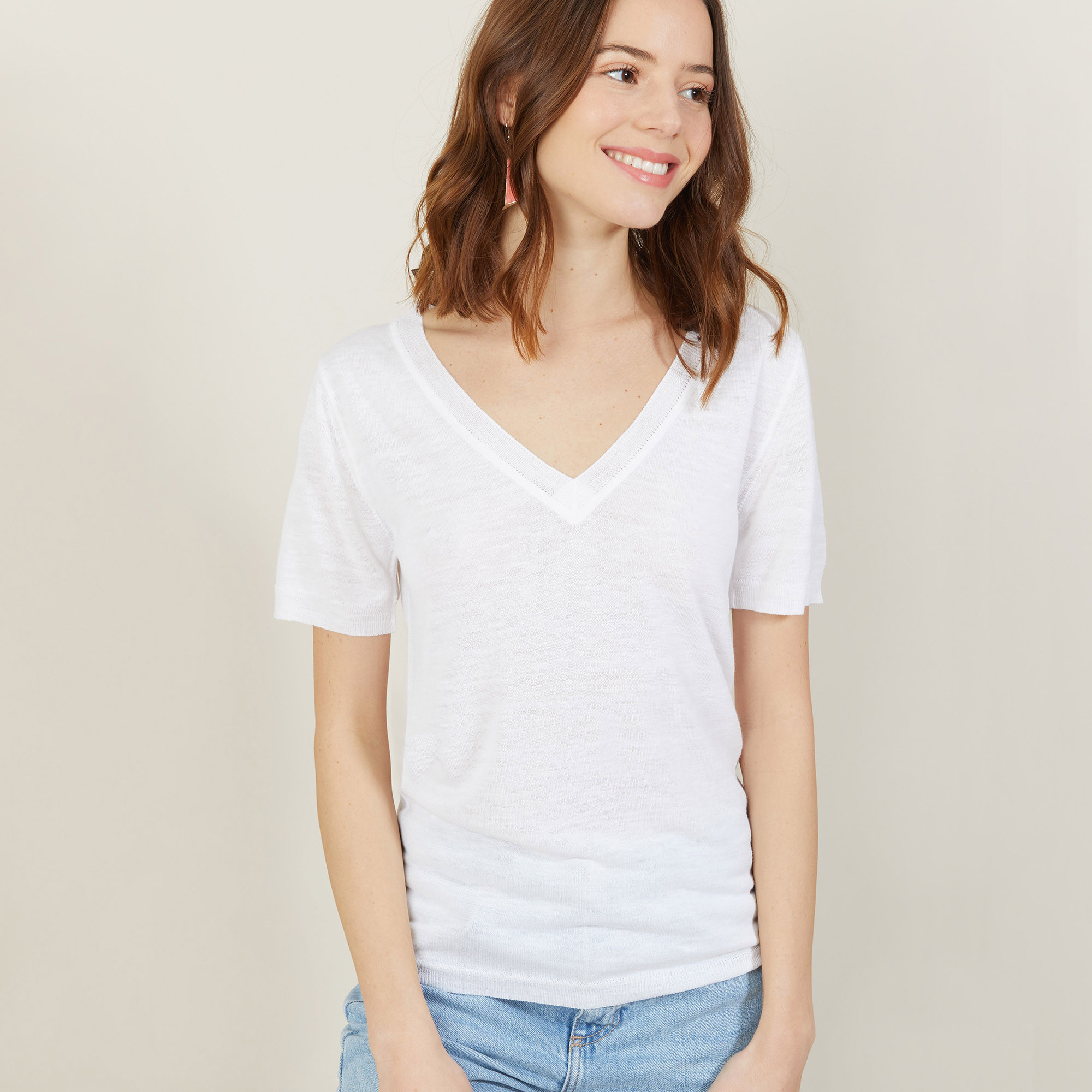 T-shirt col V en lin flammé - Bountie