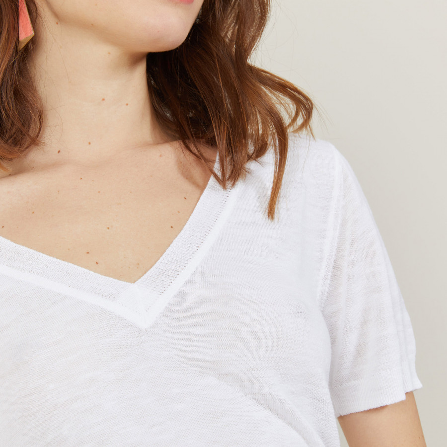 Slub linen V-neck T-shirt - Bountie