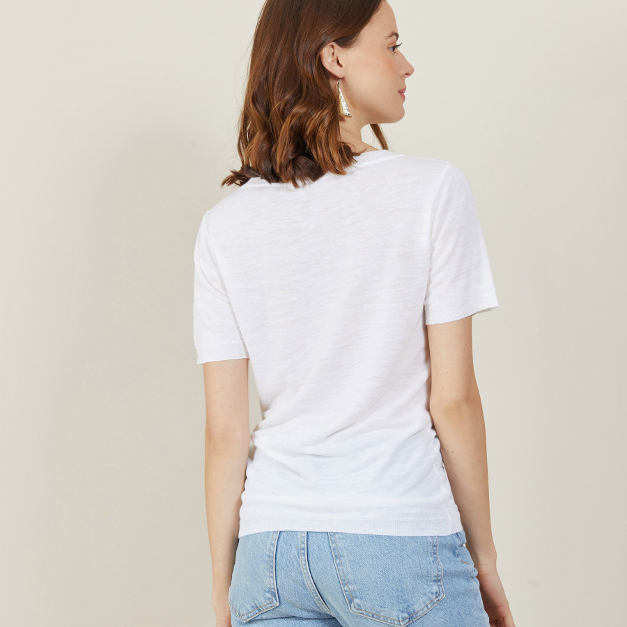 Camiseta de linho com decote em V - Bountie