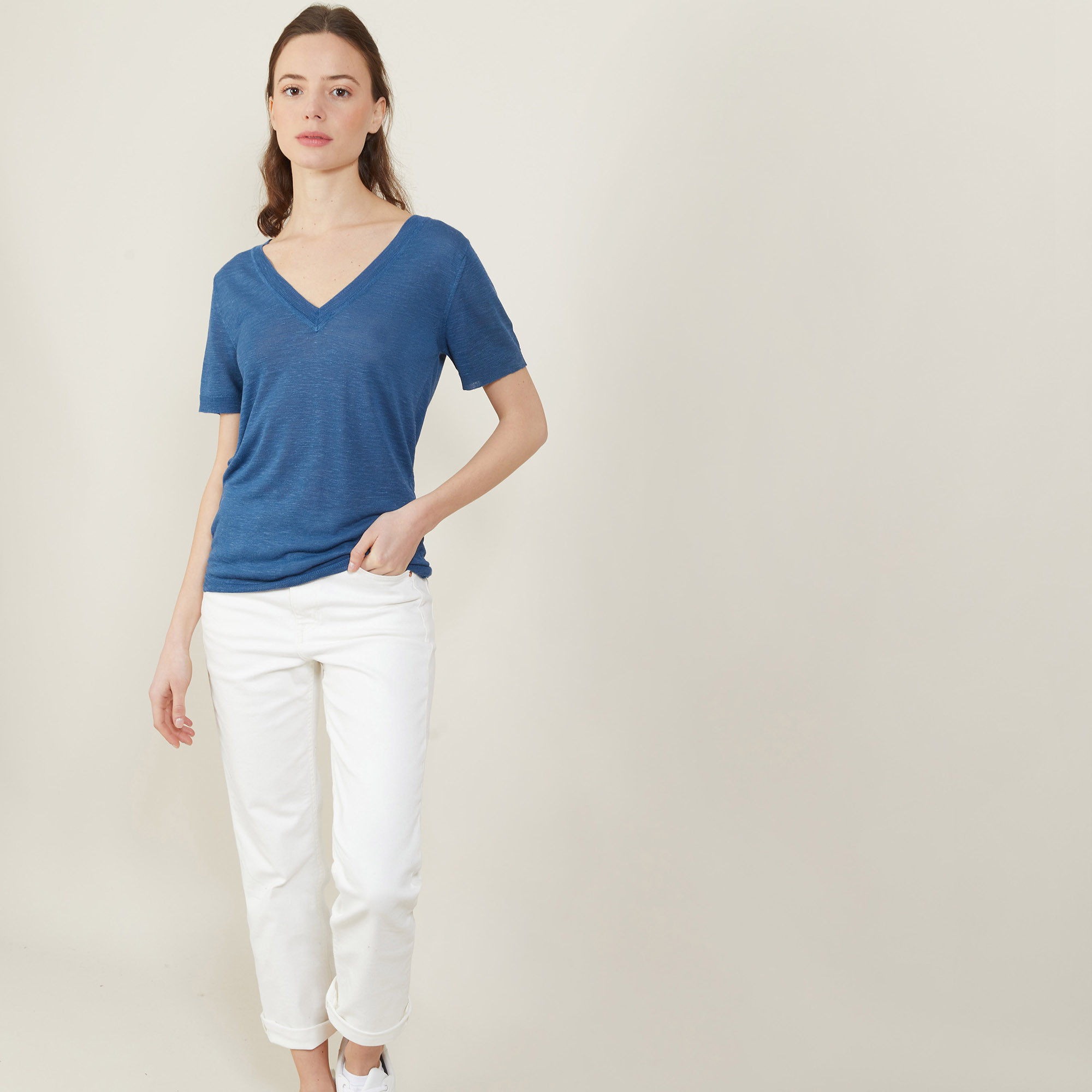T-shirt col V en lin flammé - Bountie