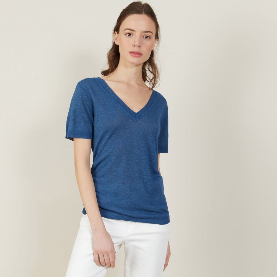 Slub linen V-neck T-shirt - Bountie