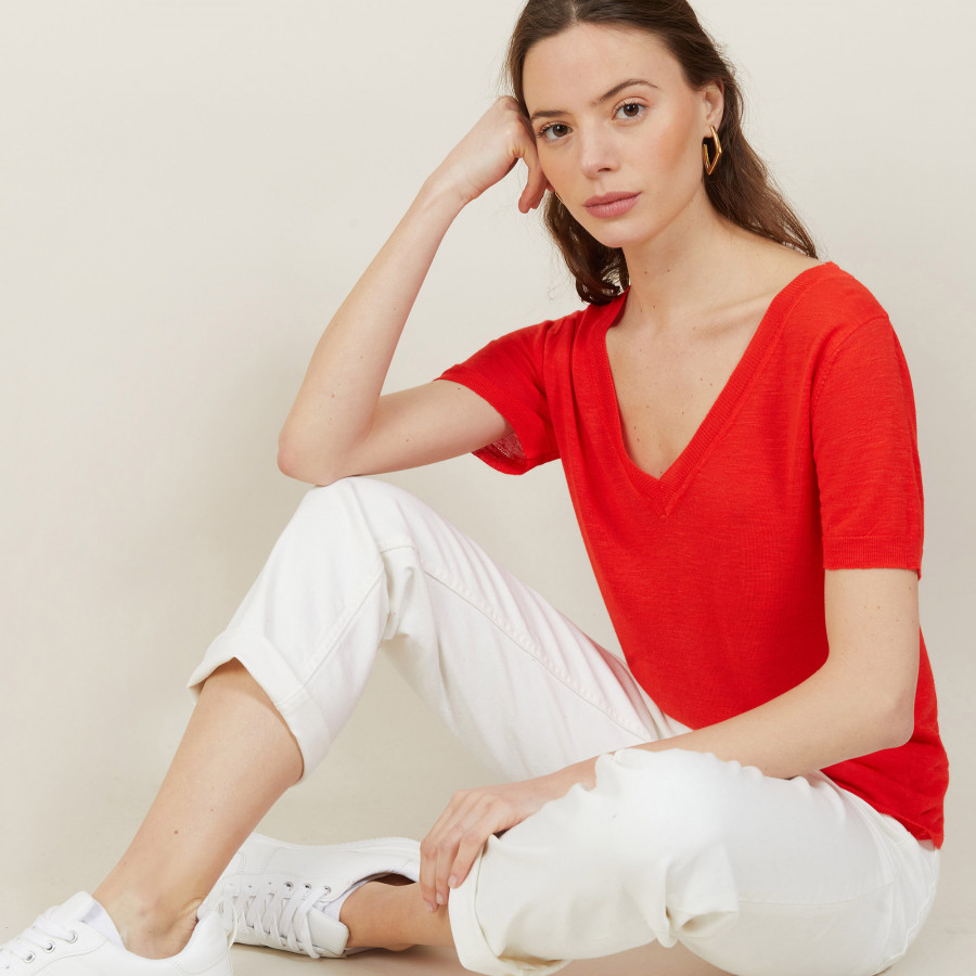 Slub linen V-neck T-shirt - Bountie
