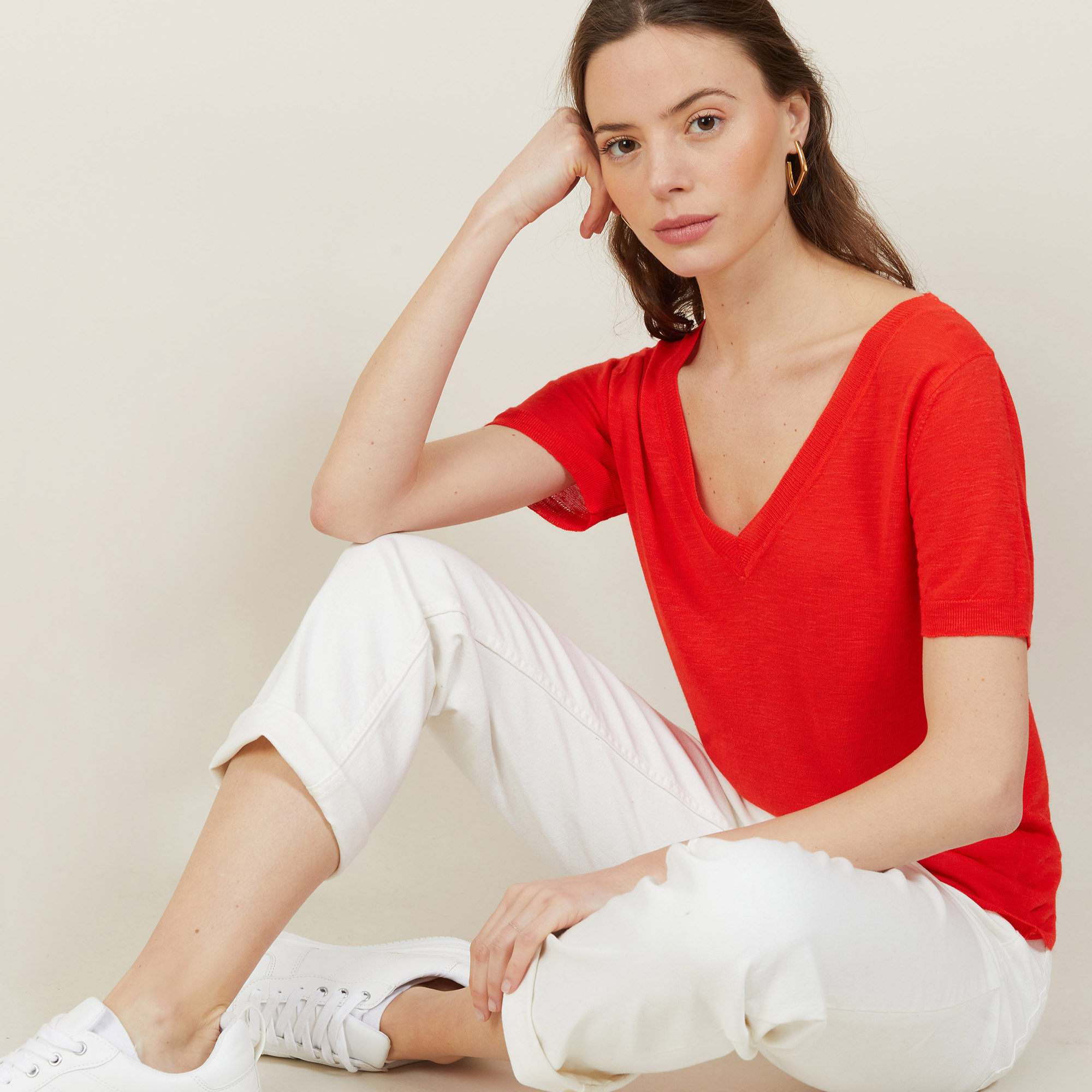 T-shirt col V en lin flammé - Bountie