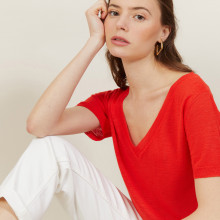T-shirt col V en lin flammé - Bountie