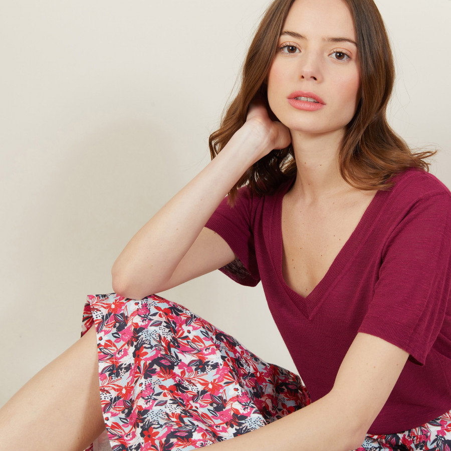 Slub linen V-neck T-shirt - Bountie