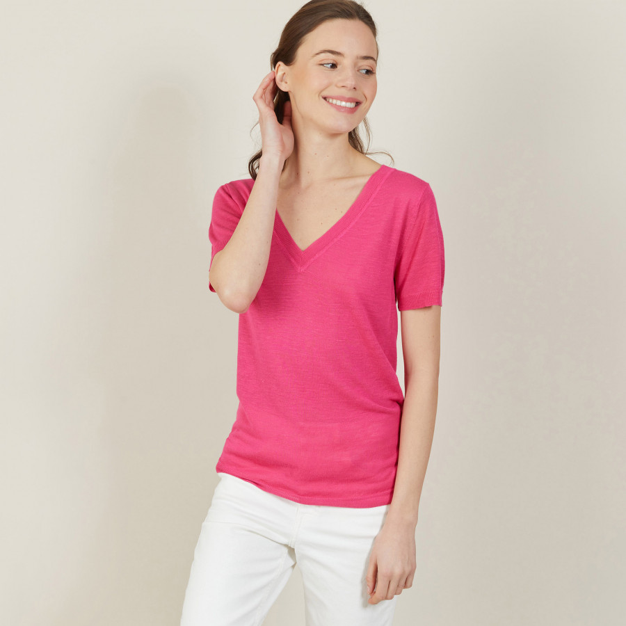 Slub linen V-neck T-shirt - Bountie
