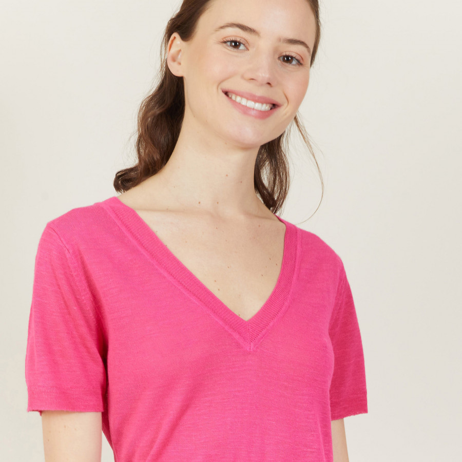 Slub linen V-neck T-shirt - Bountie