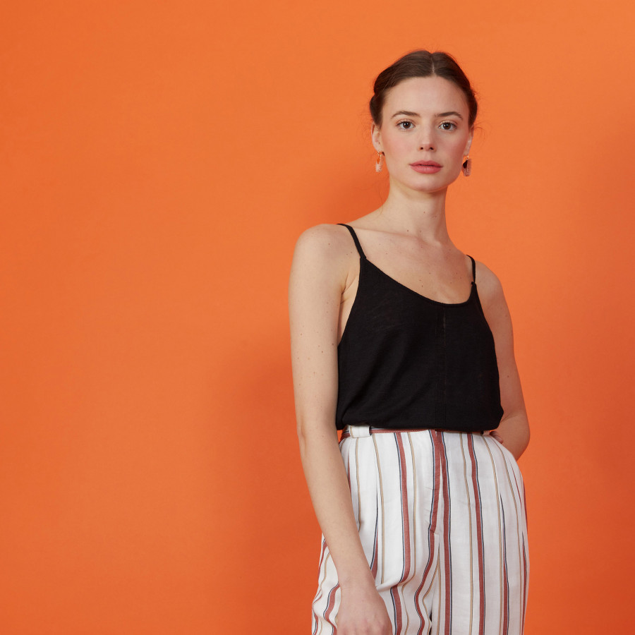 Flamed linen tank top - Mijas