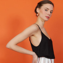 Flamed linen tank top - Mijas
