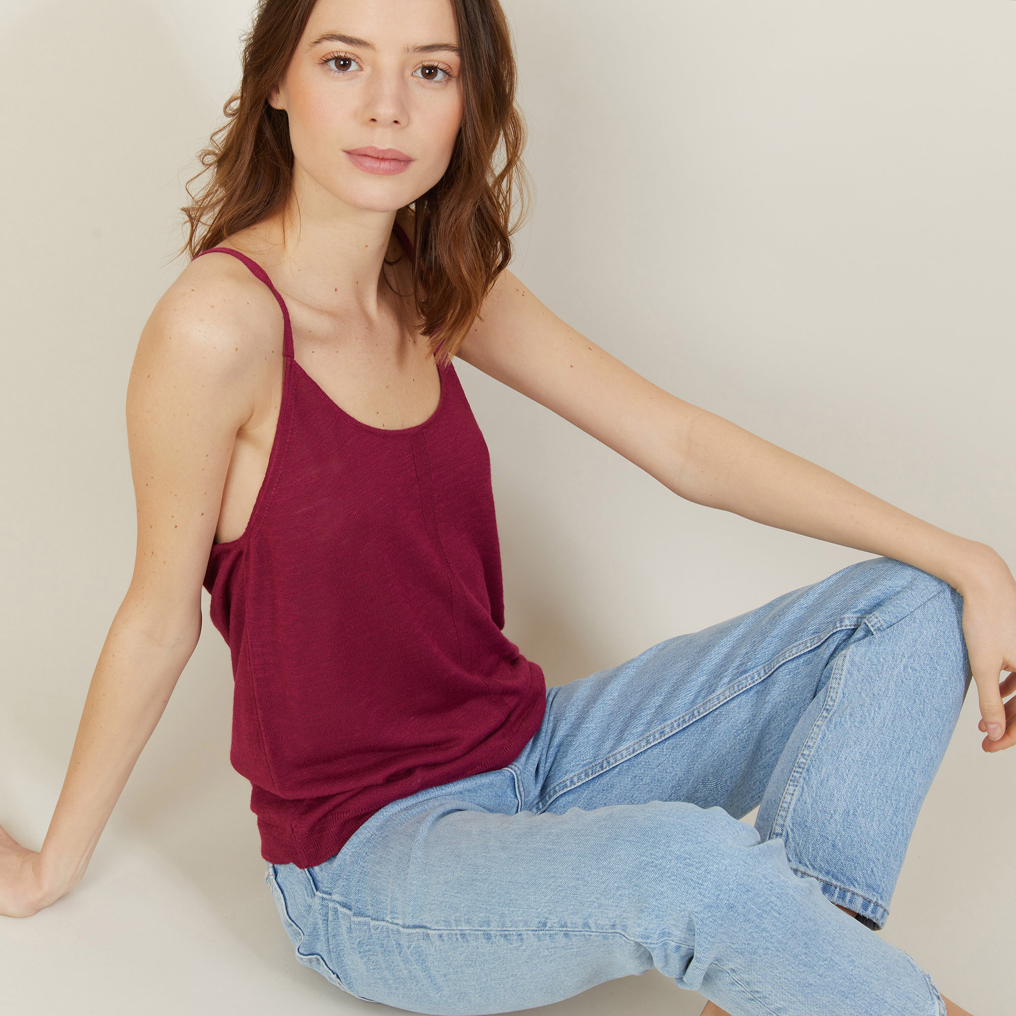 Flamed linen tank top - Mijas