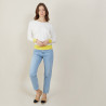 Round-neck tricolor cotton sweater - Nelda