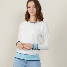 Round-neck tricolor cotton sweater - Nelda