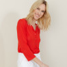 Cardigan à poches en lin flammé - Bao 7280 ecarlate - 52 Rouge