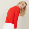 Cardigan à poches en lin flammé - Bao 7280 ecarlate - 52 Rouge