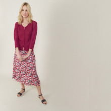 Cardigan à poches en lin flammé - Bao 7282 bordeaux - 51 Bordeaux