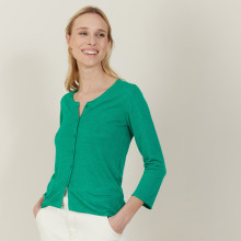 Cardigan à poches en lin flammé - Bao 7250 veronese - 22 Vert moyen