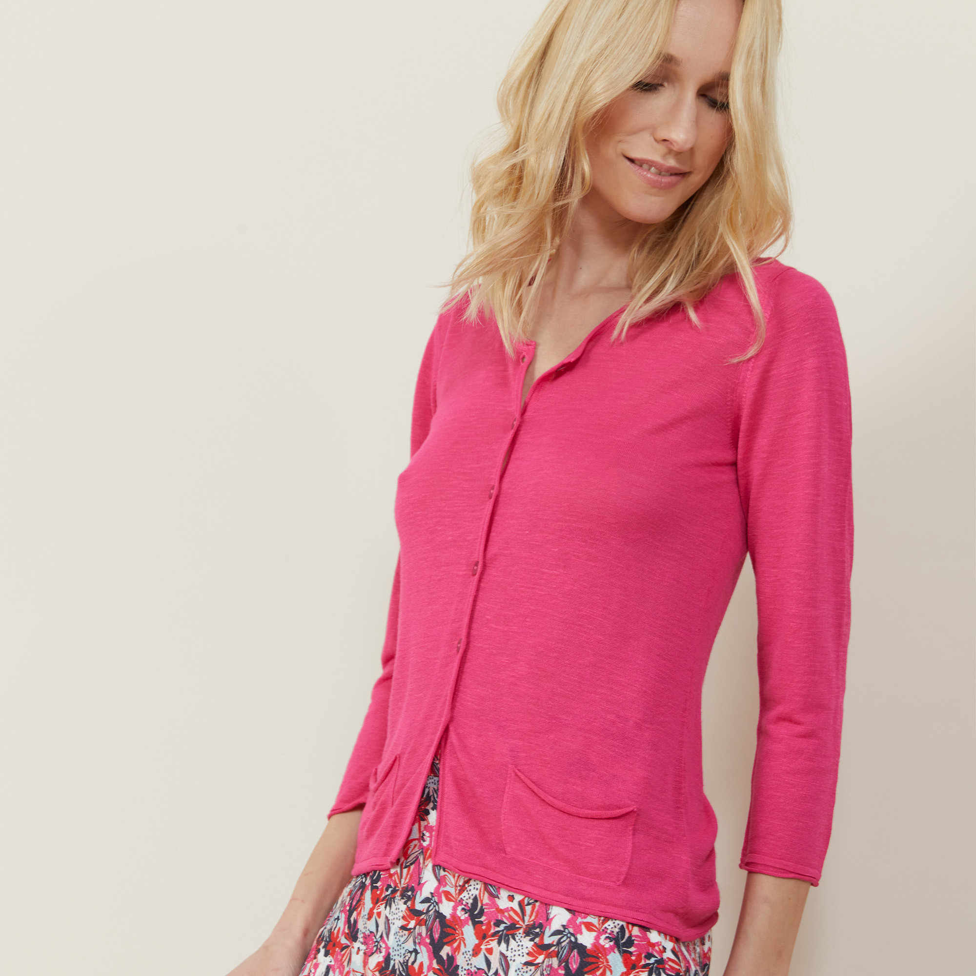 Slub linen cardigan with pockets - Bao