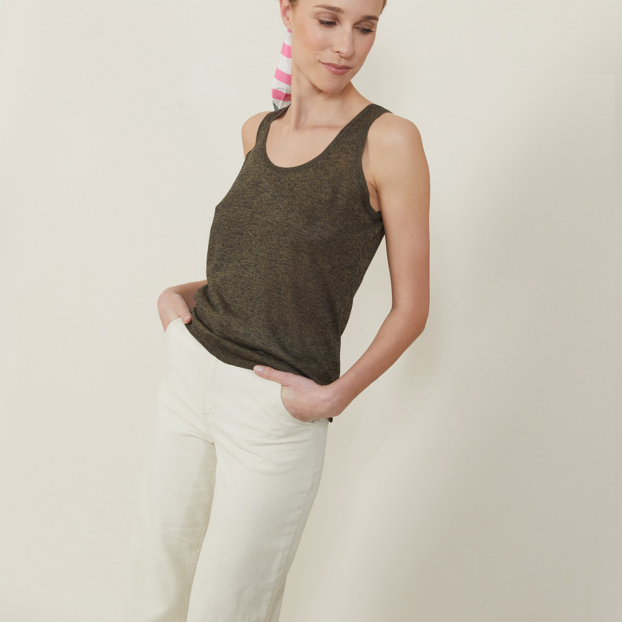 Iridescent effect round neck tank top - Ness