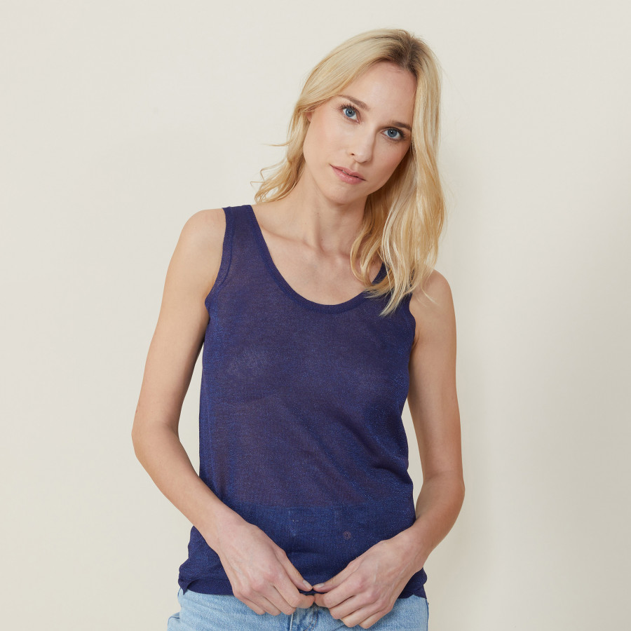 Iridescent effect round neck tank top - Ness