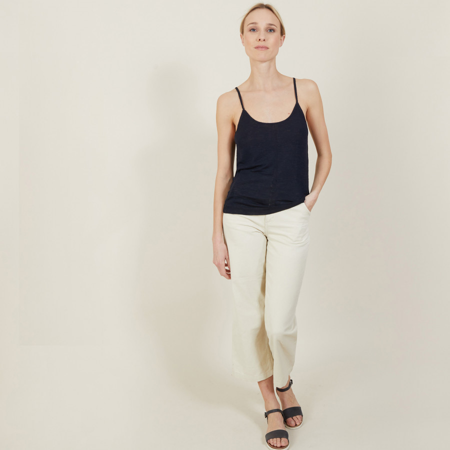 Flamed linen tank top - Mijas