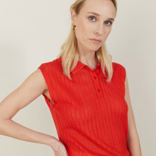 Débardeur ajouré en Fil Lumière - Nancy 7280 écarlate - 52 rouge