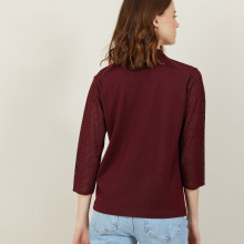 3/4 sleeve openwork polo shirt - Anaelle