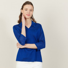 Polo ajouré manches 3/4 - Anaelle 2745 nuit - 75 Bleu nuit