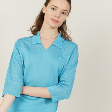 3/4 sleeve openwork polo shirt - Anaelle