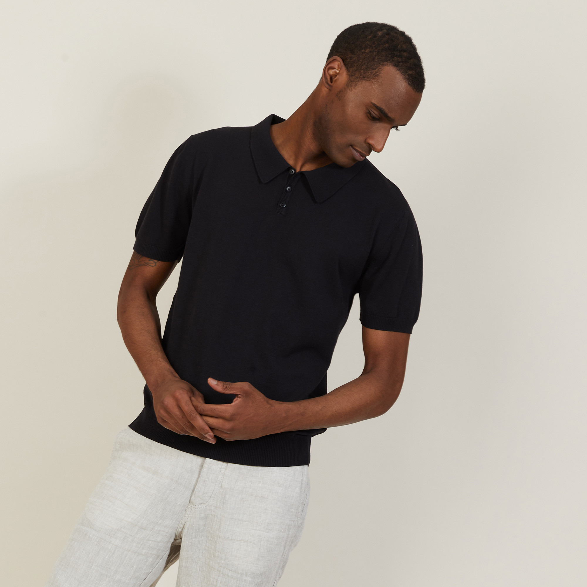 Polo uni en coton sec - Bank 7210 noir - 01 Noir