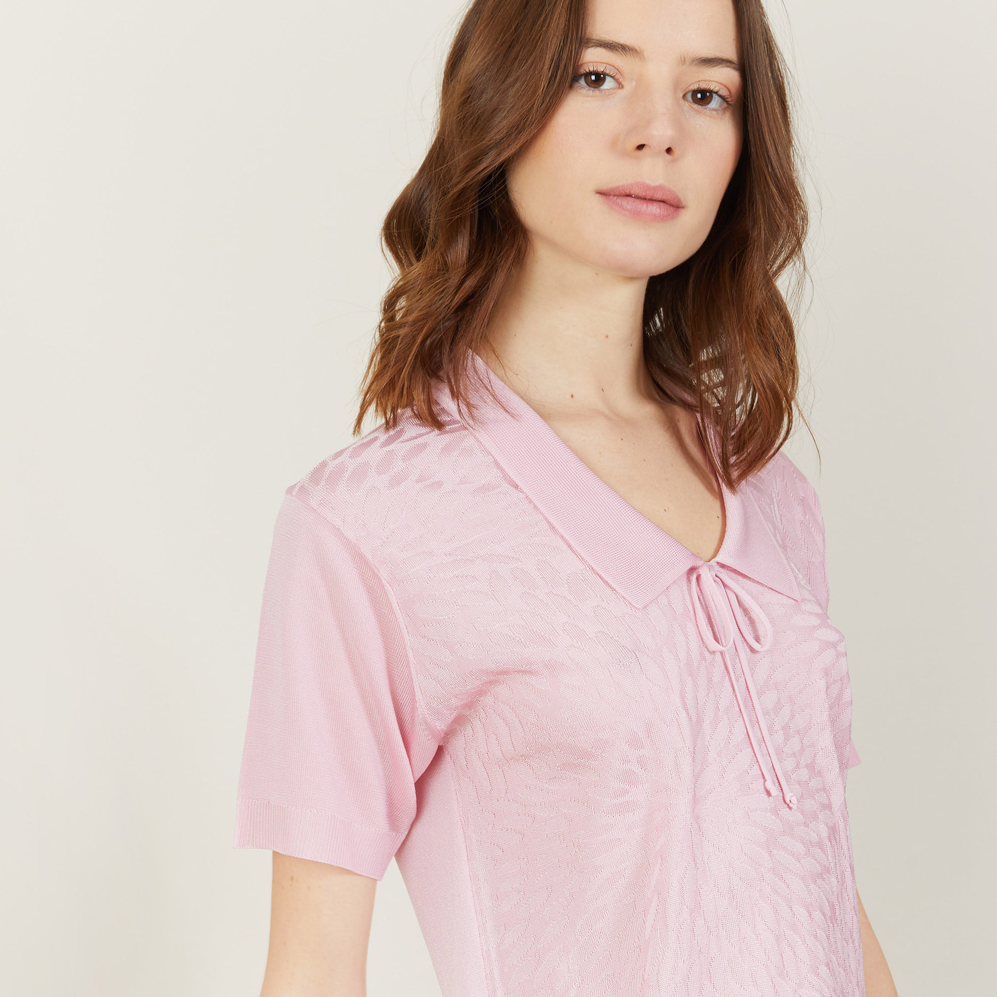 Polo manches courtes col noué - Ava 2733 rose - 24 Rose clair