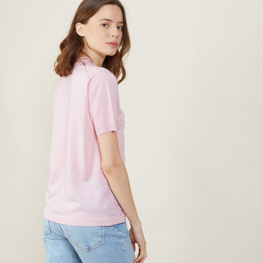 Short-sleeved polo shirt with tie collar - Ava