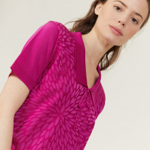 Short-sleeved polo shirt with tie collar - Ava