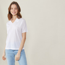 Polo manches courtes à motifs - Angie 0330 blanc - 02 Blanc