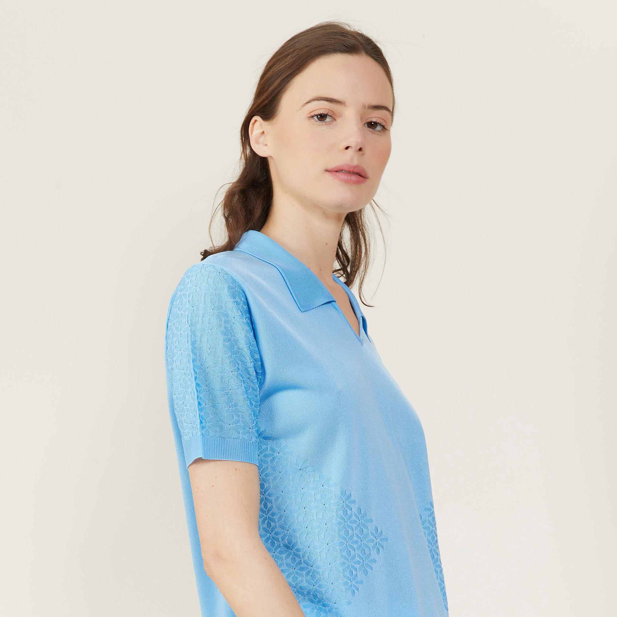 Polo manches courtes à motifs - Angie 2750 perruche - 06 Bleu moyen