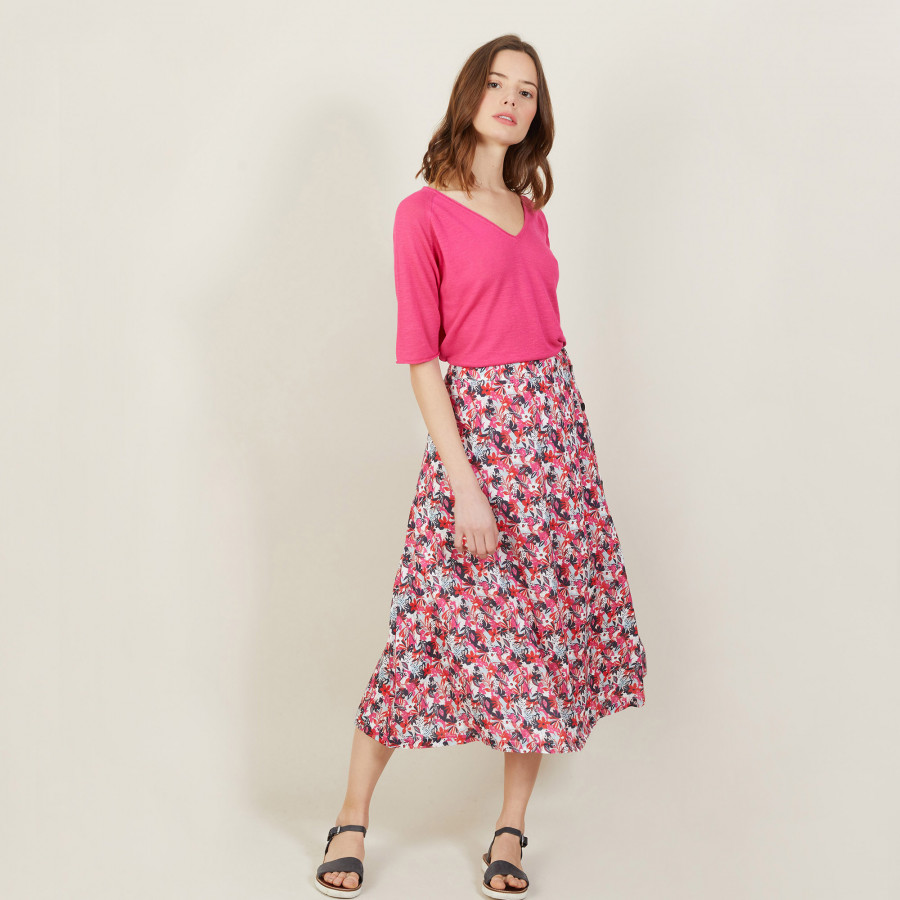 Camiseta manga cotovelo linho flamed - Bonbon