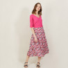 T-shirt manches coudes en lin flammé - Bonbon 7283 corolle - 91 Fuchsia