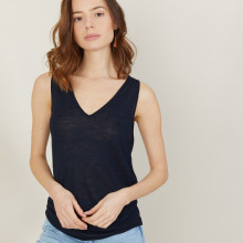 V-neck slub linen tank top - Boréal