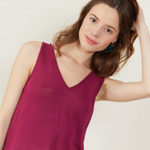 V-neck slub linen tank top - Boréal