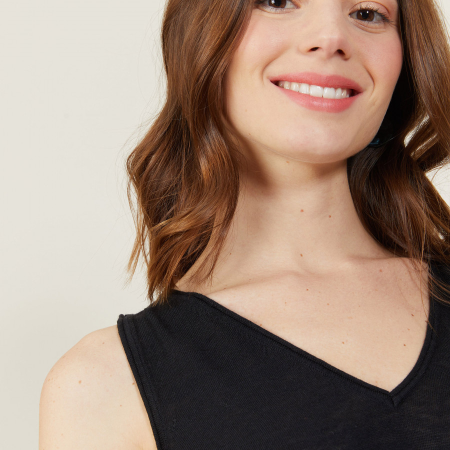 V-neck slub linen tank top - Boréal