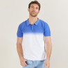 Polo dégradé en coton et lin - Django 6921altitude blanc tie and dye - 06 Bleu moyen