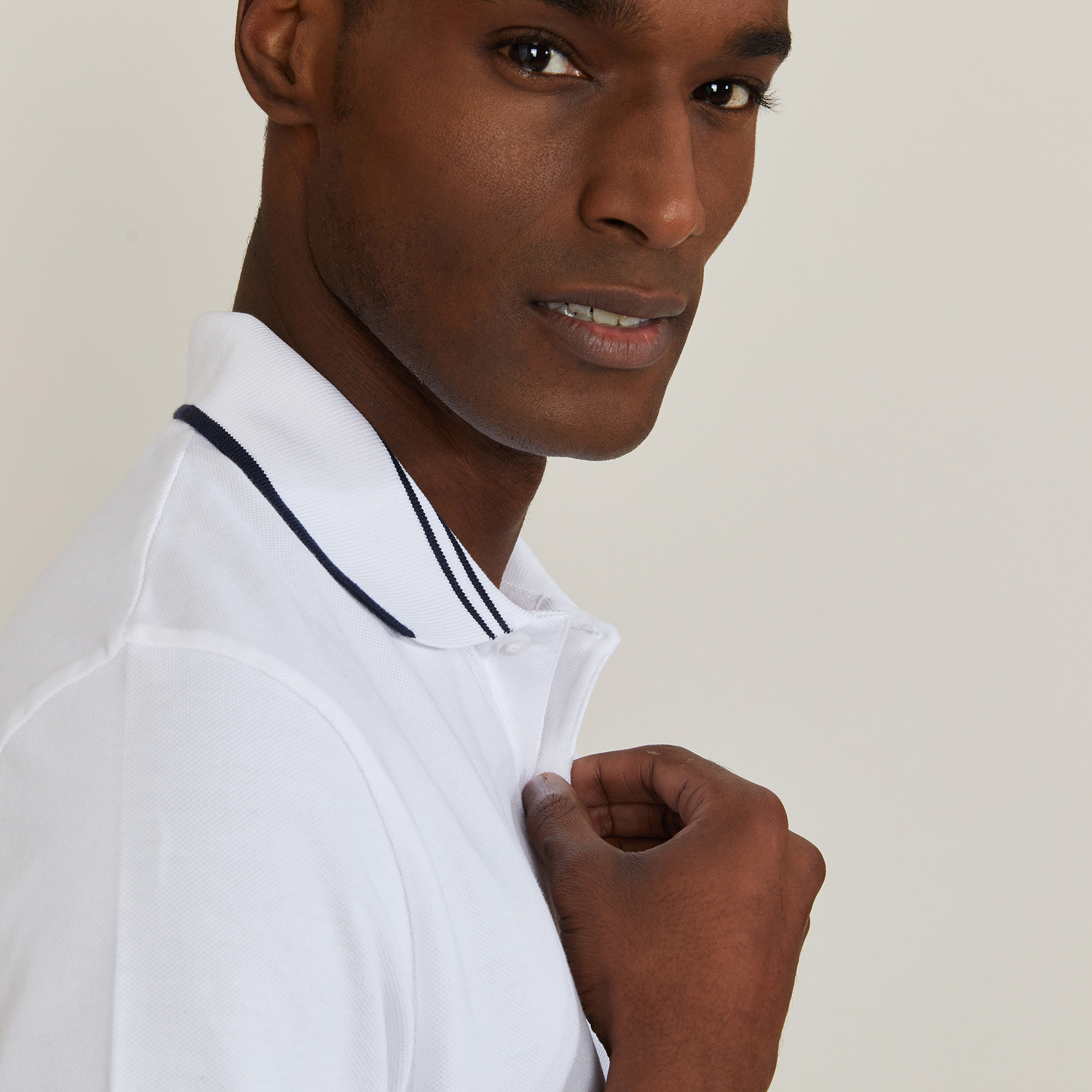 Polo col bicolore en coton - Bistro 7200 blanc - 02 Blanc