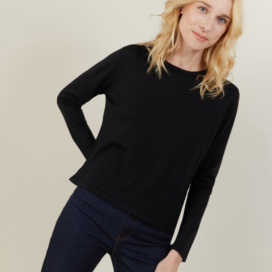 Cropped merino wool sweater - Les Halles