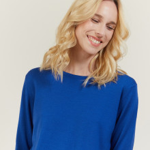 Pull court en laine mérinos - Les Halles 6143 saphir - 48 Bleu roi