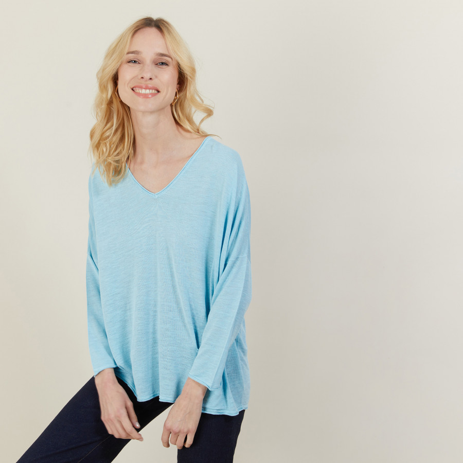 Camiseta folgada de linho com estampa slub - Balou