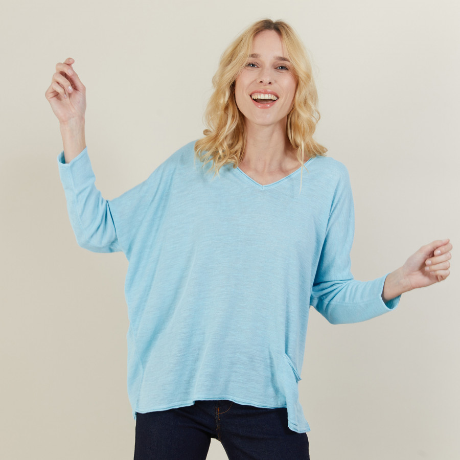 Camiseta folgada de linho com estampa slub - Balou