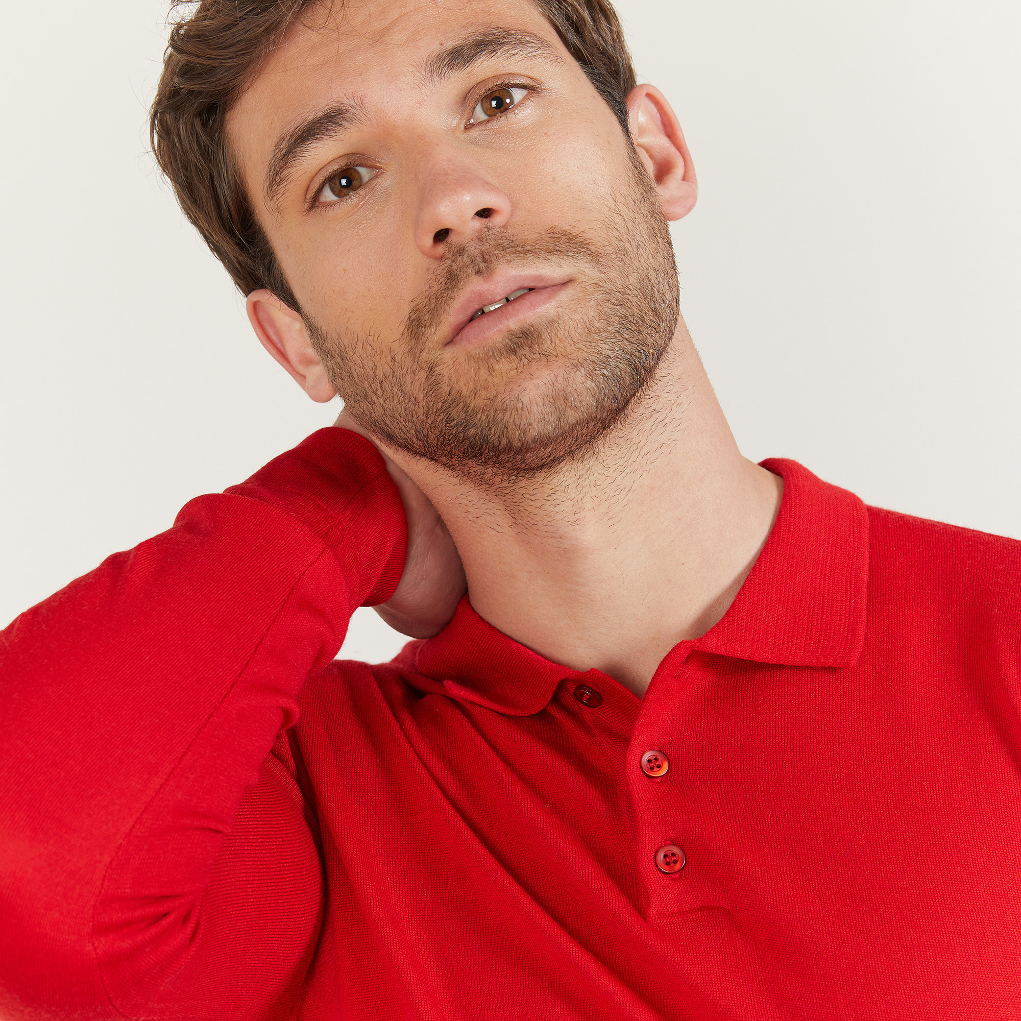 Polo manches longues en laine mérinos - Beryl 6180 coccinelle - 52 Rouge