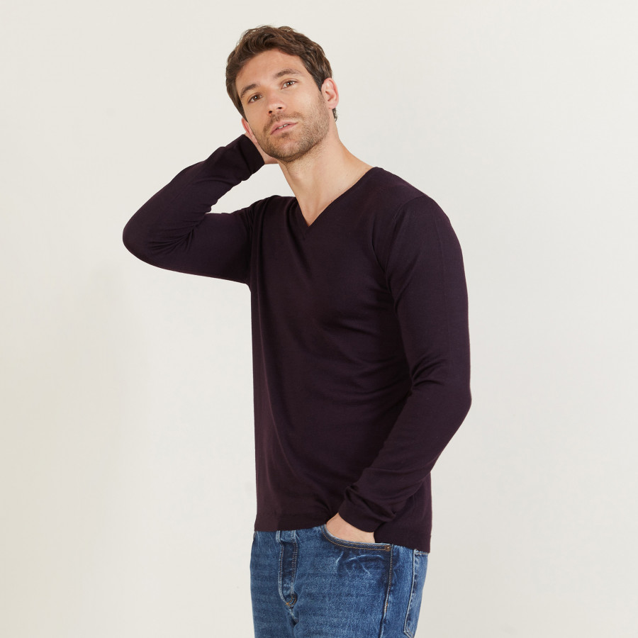 V-neck sweater in merino wool - Bibiane