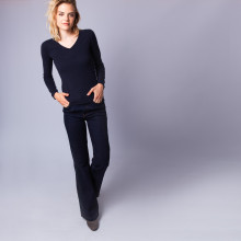 Pull col V en cachemire intemporel - Eniva 6340 marine - 05 Bleu marine