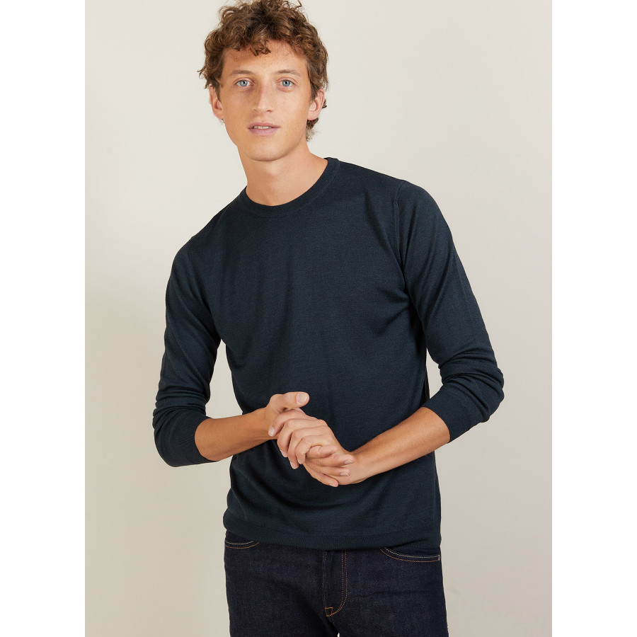 Pull col rond en laine et soie - Barsam