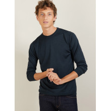 Pull col rond en laine et soie - Barsam 6840 marine - 05 Bleu marine